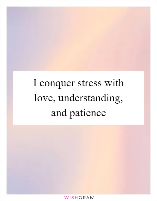 I conquer stress with love, understanding, and patience