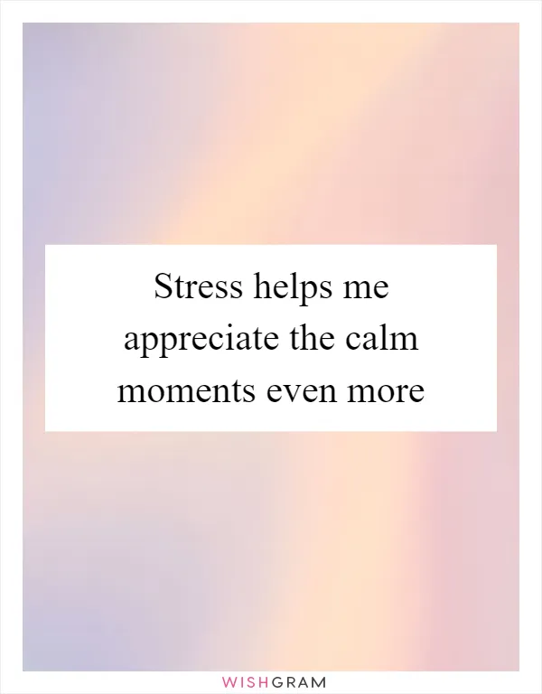 Stress helps me appreciate the calm moments even more