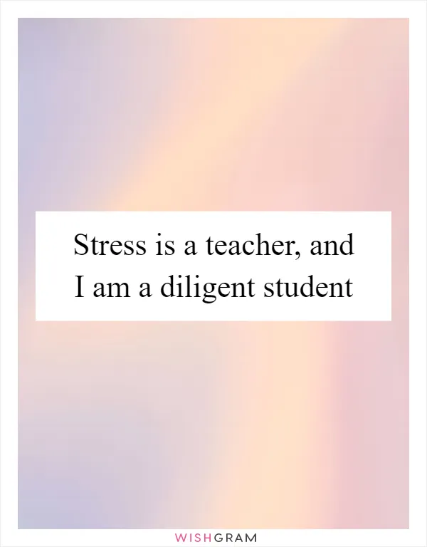 Stress is a teacher, and I am a diligent student