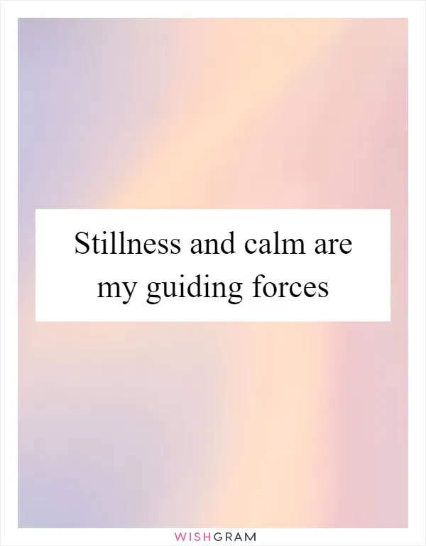 Stillness and calm are my guiding forces