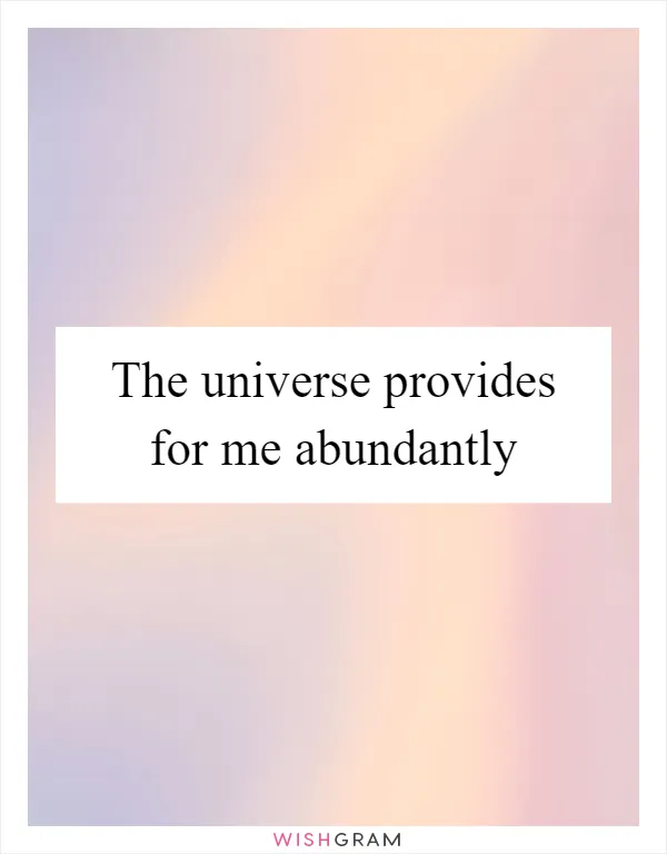 The universe provides for me abundantly