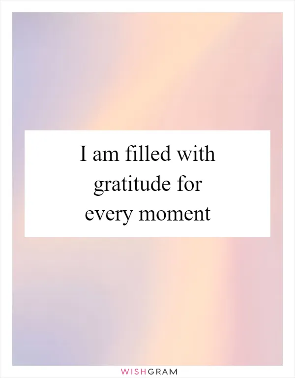 I am filled with gratitude for every moment