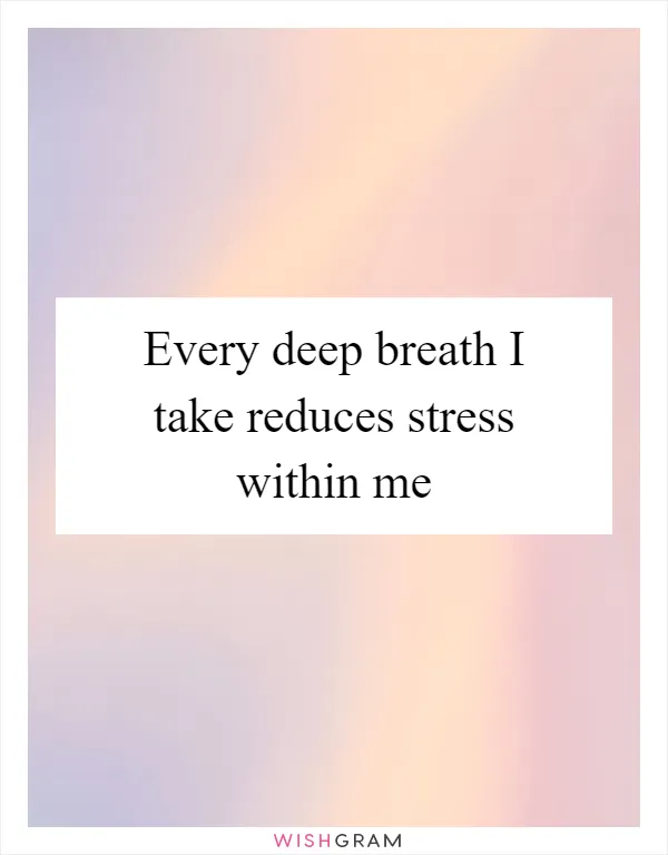 Every deep breath I take reduces stress within me