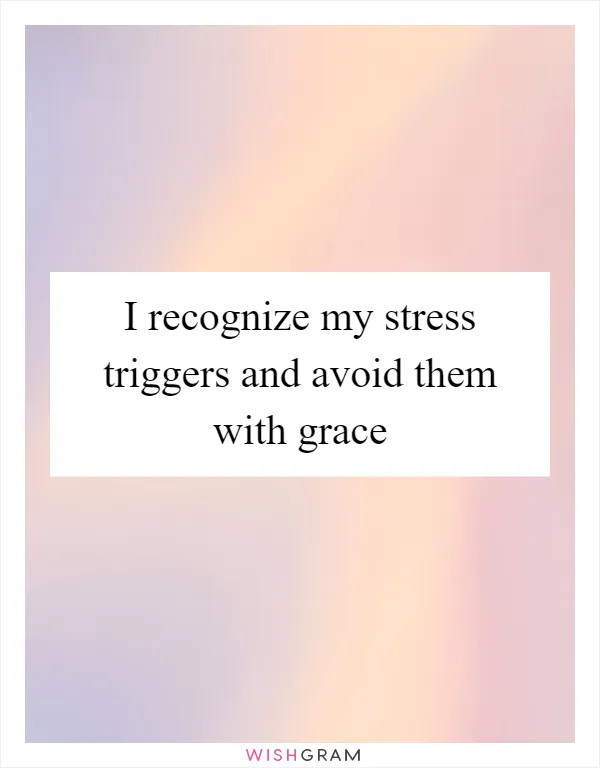 I recognize my stress triggers and avoid them with grace