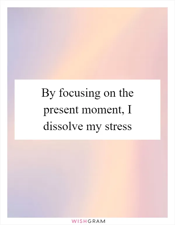 By focusing on the present moment, I dissolve my stress