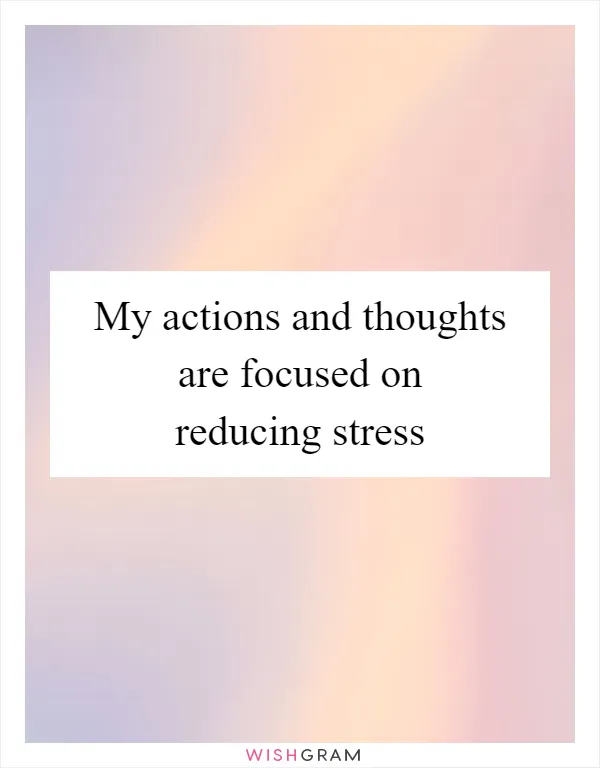 My actions and thoughts are focused on reducing stress