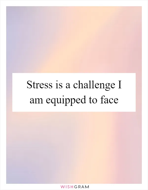 Stress is a challenge I am equipped to face