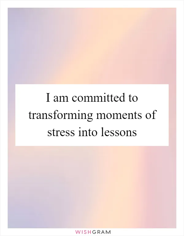 I am committed to transforming moments of stress into lessons