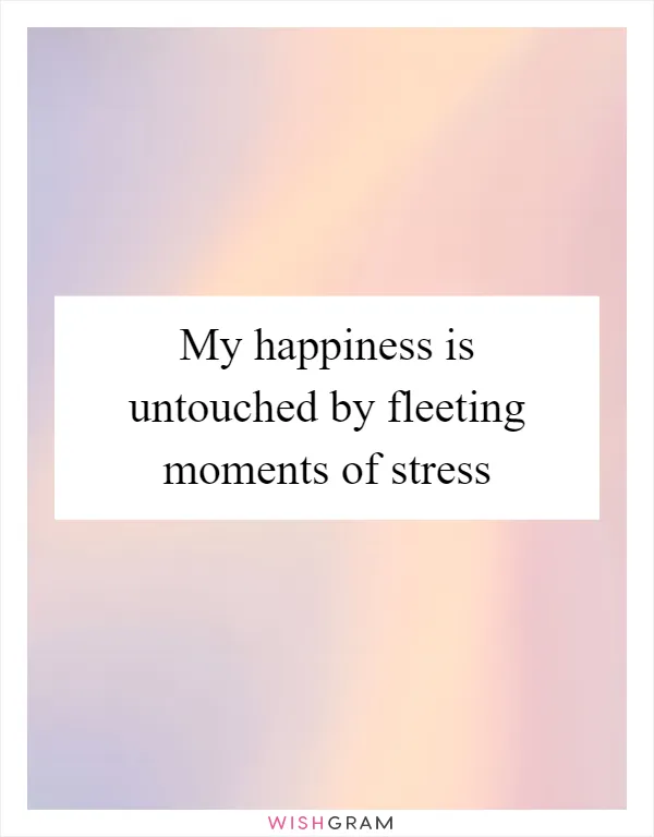 My happiness is untouched by fleeting moments of stress