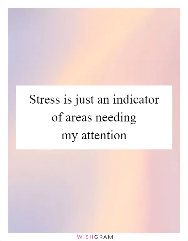 Stress is just an indicator of areas needing my attention