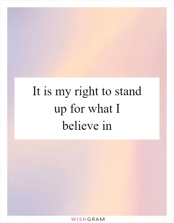 It is my right to stand up for what I believe in