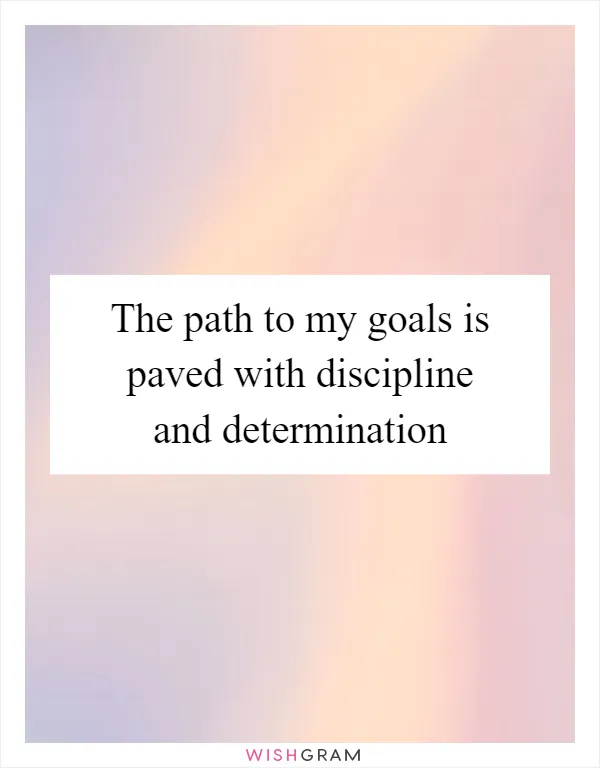 The path to my goals is paved with discipline and determination