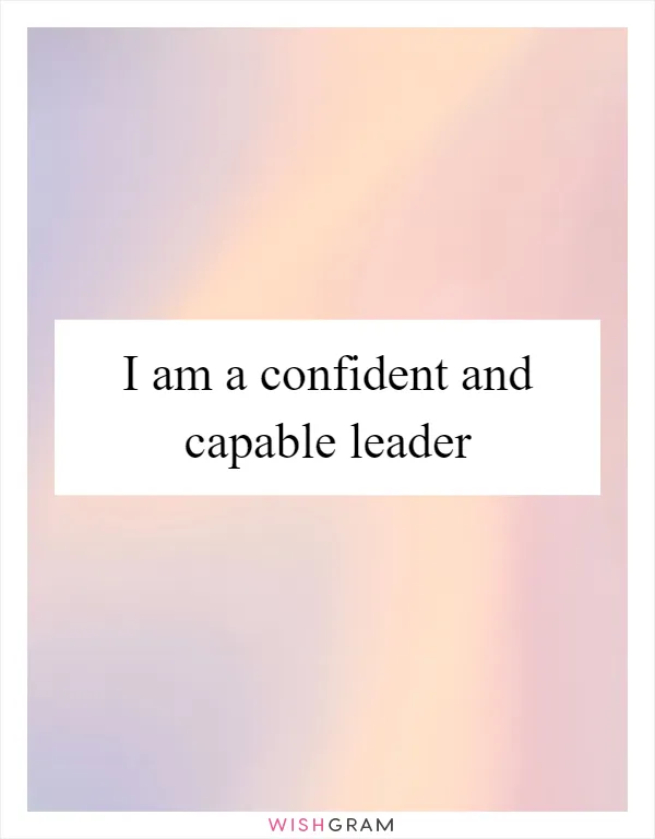 I am a confident and capable leader