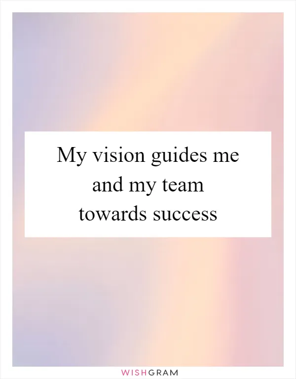 My vision guides me and my team towards success