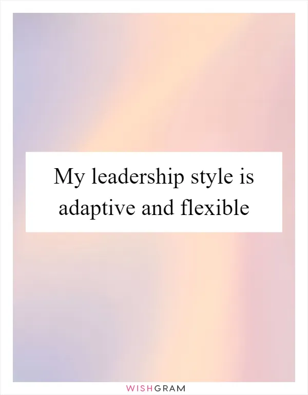 My leadership style is adaptive and flexible