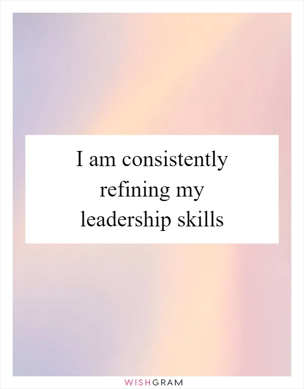 I am consistently refining my leadership skills