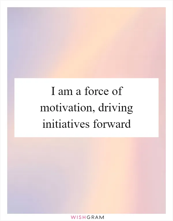 I am a force of motivation, driving initiatives forward