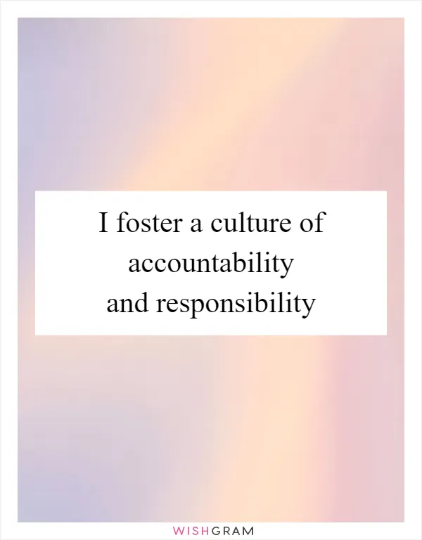I foster a culture of accountability and responsibility