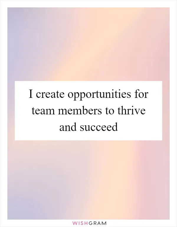 I create opportunities for team members to thrive and succeed