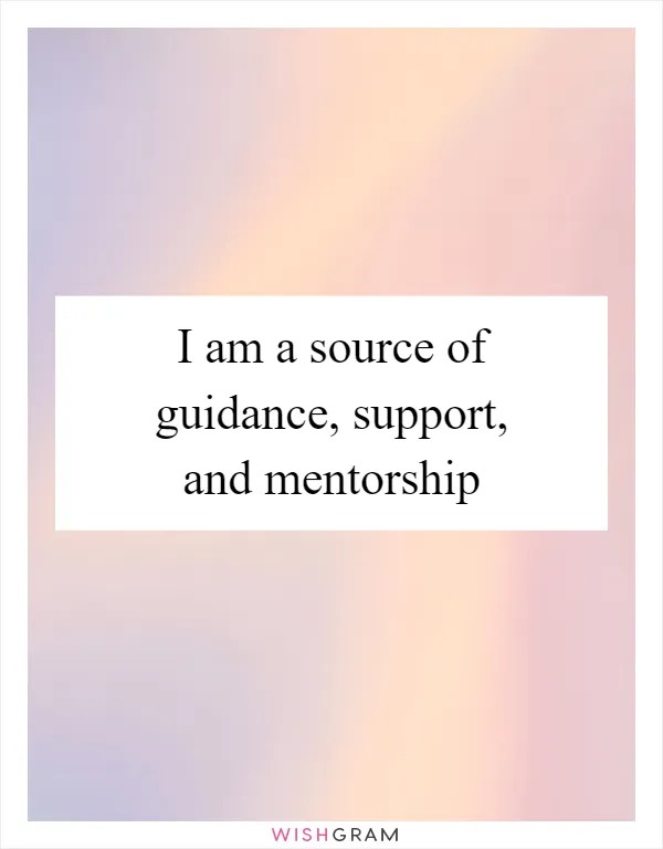 I am a source of guidance, support, and mentorship