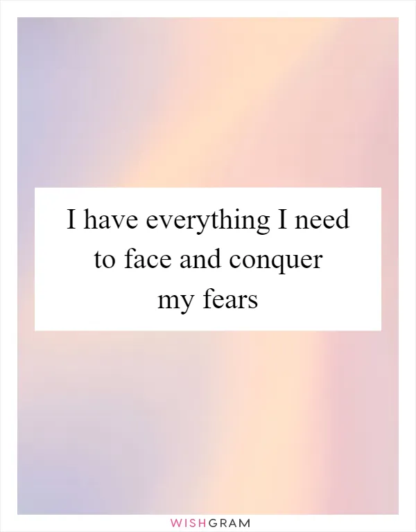 I have everything I need to face and conquer my fears