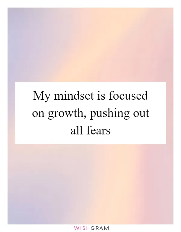 My mindset is focused on growth, pushing out all fears