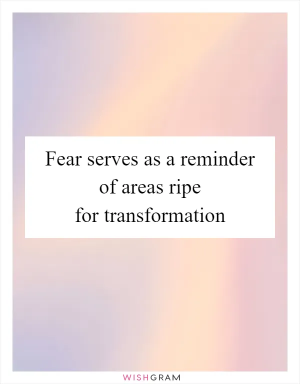 Fear serves as a reminder of areas ripe for transformation
