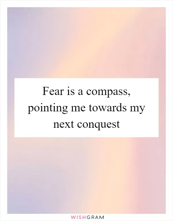 Fear is a compass, pointing me towards my next conquest