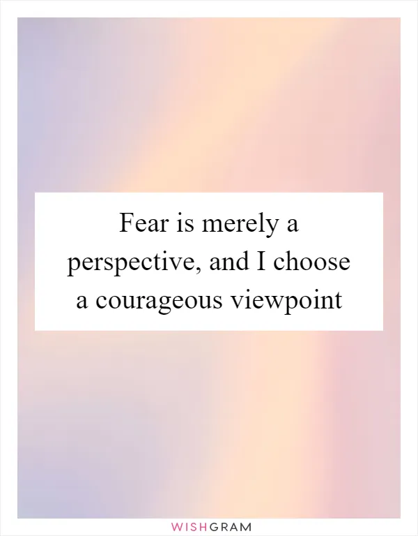 Fear is merely a perspective, and I choose a courageous viewpoint