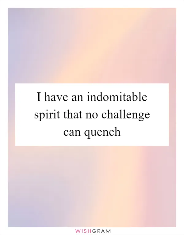 I have an indomitable spirit that no challenge can quench