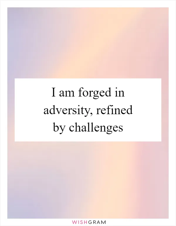 I am forged in adversity, refined by challenges