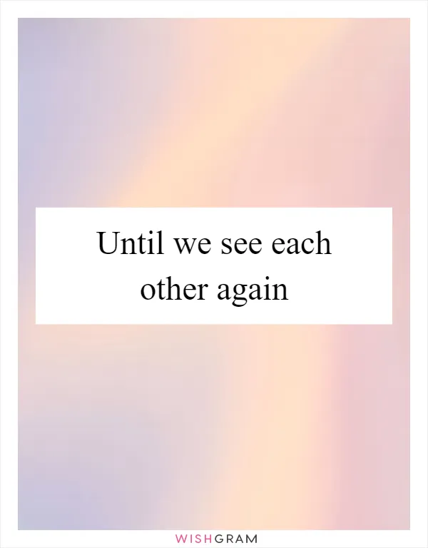 Until we see each other again