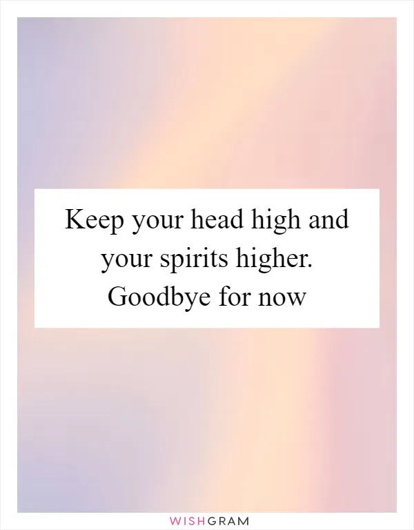 Keep your head high and your spirits higher. Goodbye for now