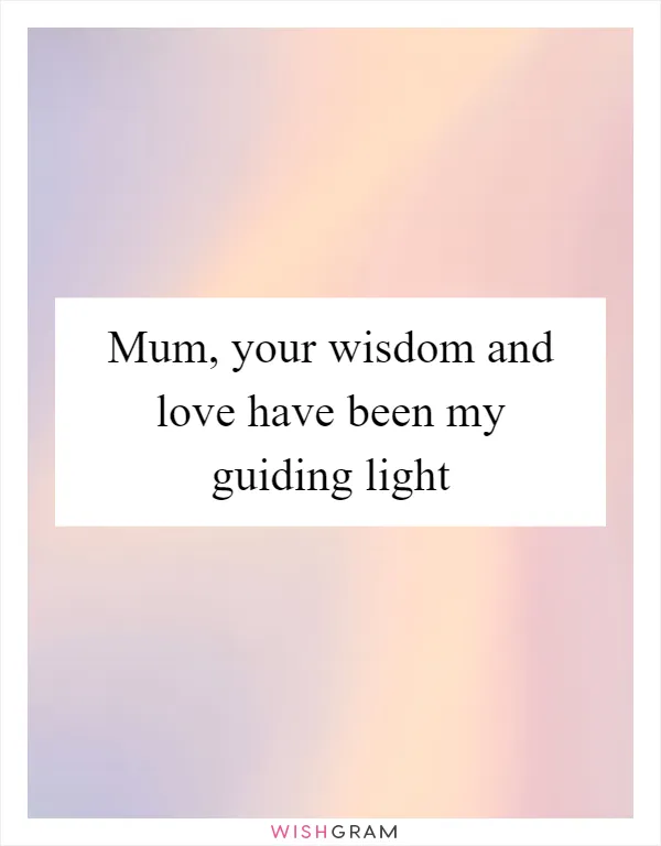 Mum, your wisdom and love have been my guiding light