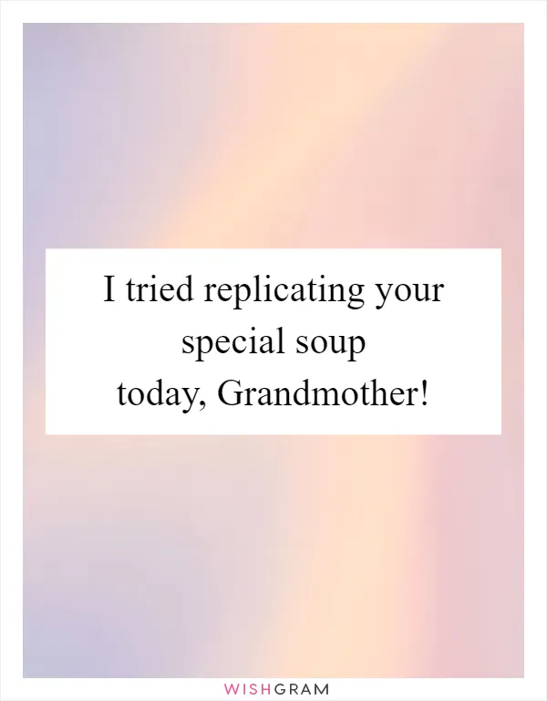 I tried replicating your special soup today, Grandmother!