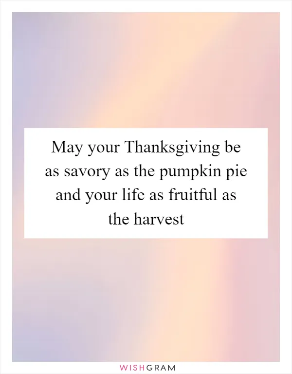 May your Thanksgiving be as savory as the pumpkin pie and your life as fruitful as the harvest