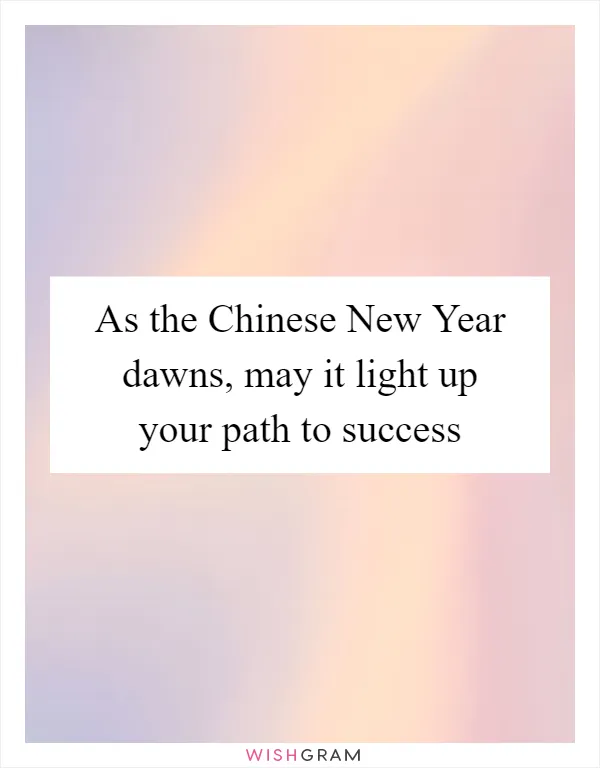 As the Chinese New Year dawns, may it light up your path to success