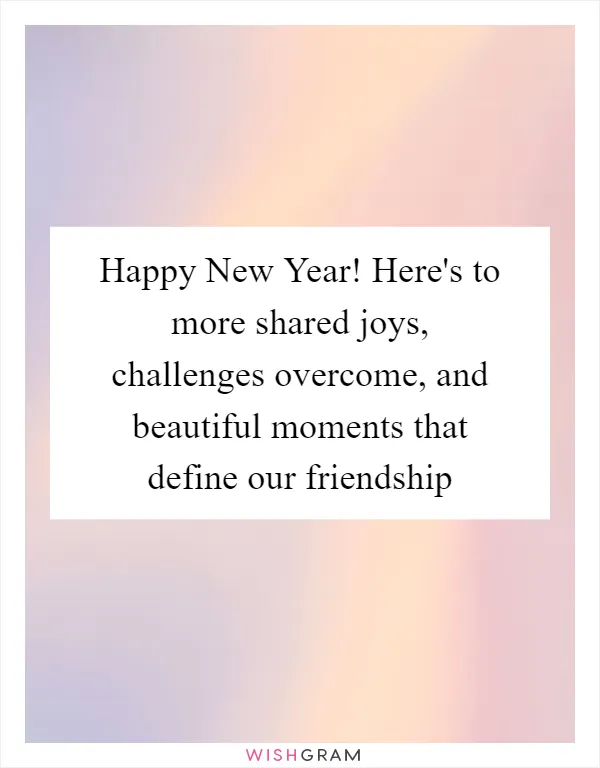 Happy New Year! Here's to more shared joys, challenges overcome, and beautiful moments that define our friendship