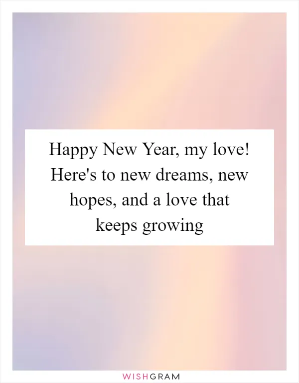 Happy New Year, my love! Here's to new dreams, new hopes, and a love that keeps growing