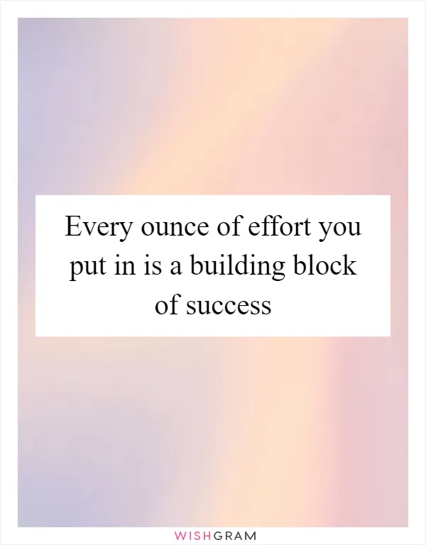 Every ounce of effort you put in is a building block of success