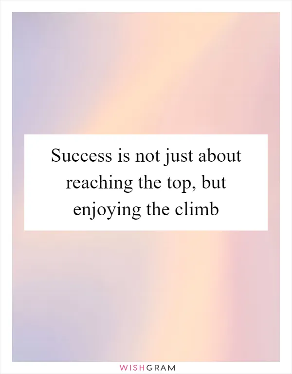 Success is not just about reaching the top, but enjoying the climb