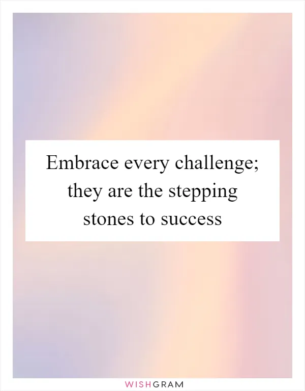 Embrace every challenge; they are the stepping stones to success