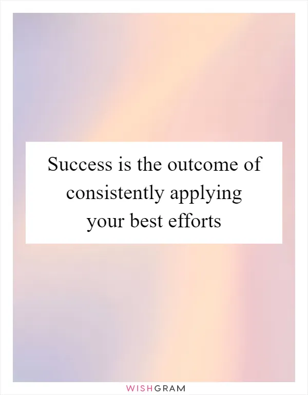 Success is the outcome of consistently applying your best efforts
