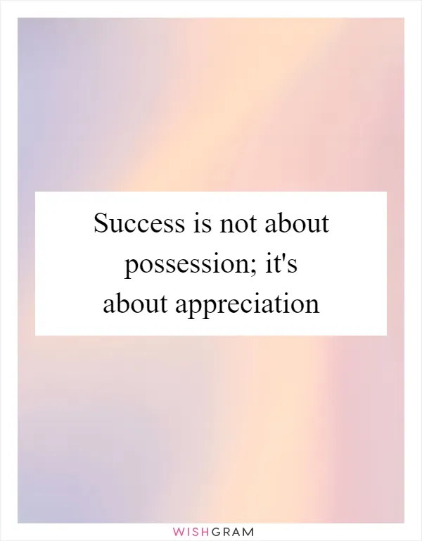 Success is not about possession; it's about appreciation