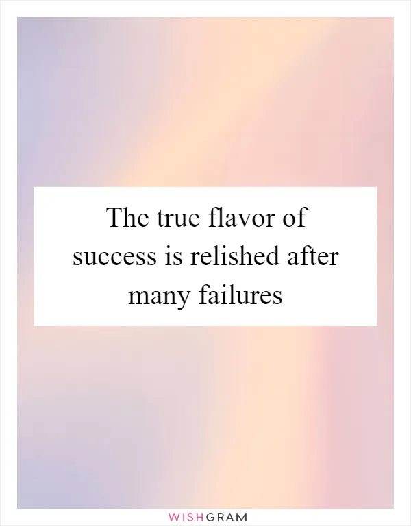 The true flavor of success is relished after many failures