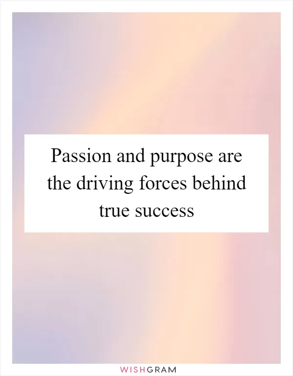 Passion and purpose are the driving forces behind true success