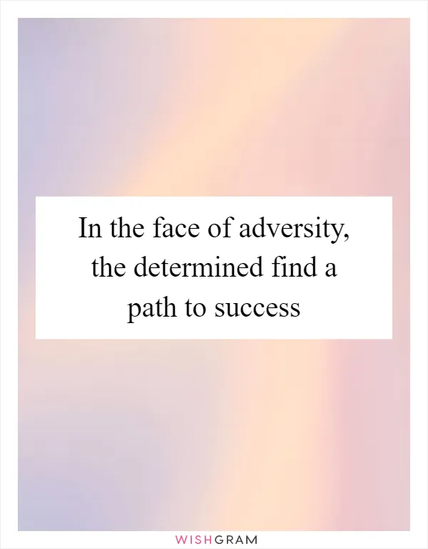 In the face of adversity, the determined find a path to success