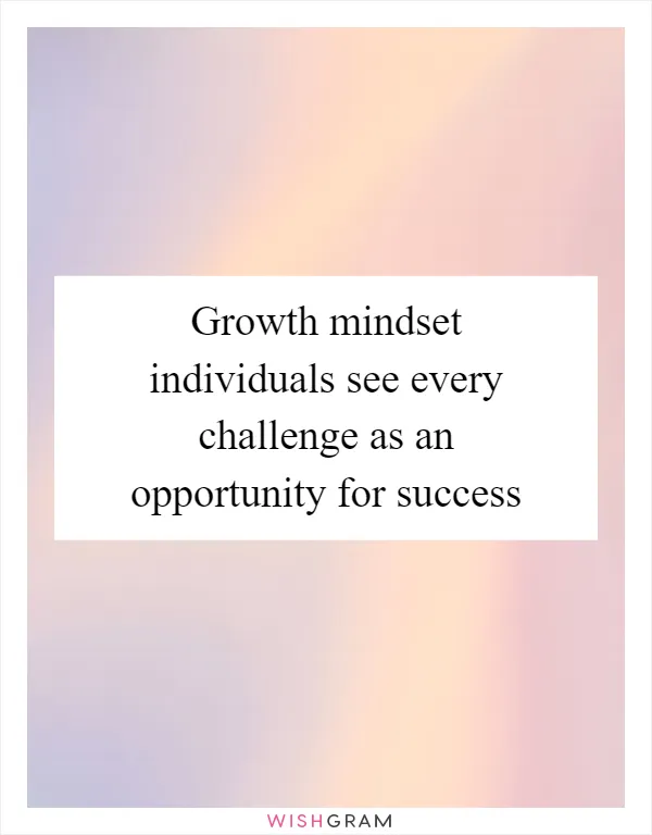 Growth mindset individuals see every challenge as an opportunity for success