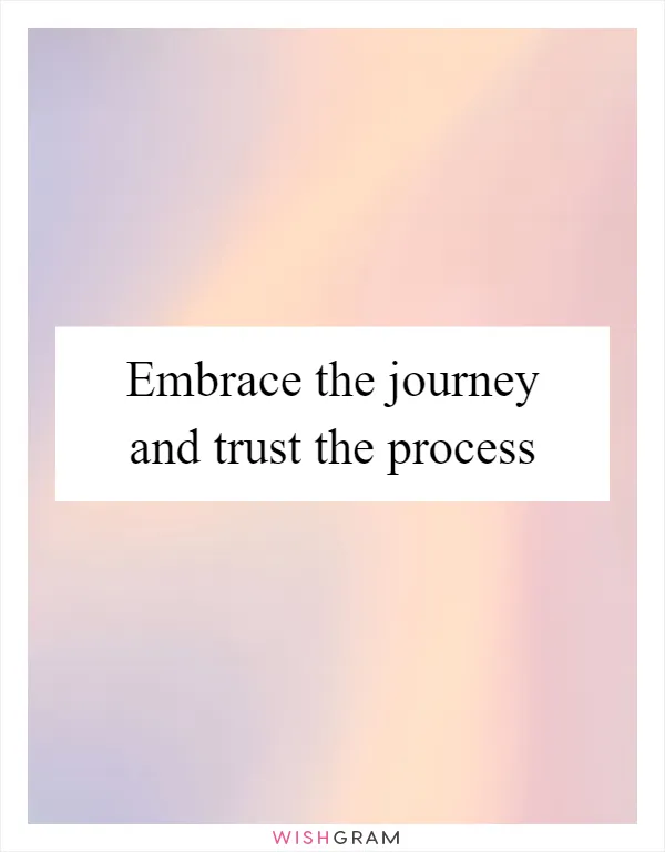 Embrace the journey and trust the process