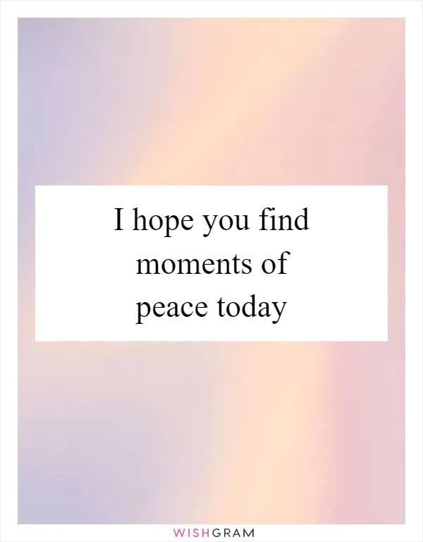 I hope you find moments of peace today